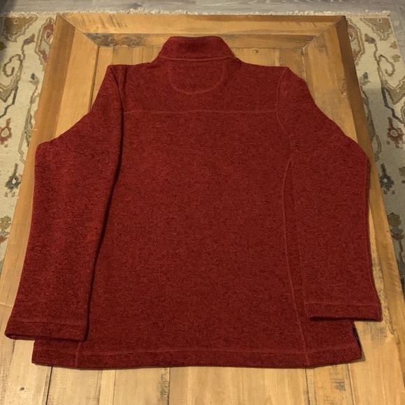 WOOLRICH Mens Zip Pullover, Size M, Red Mingled Black Knit Fabric. - Picture 2 of 6